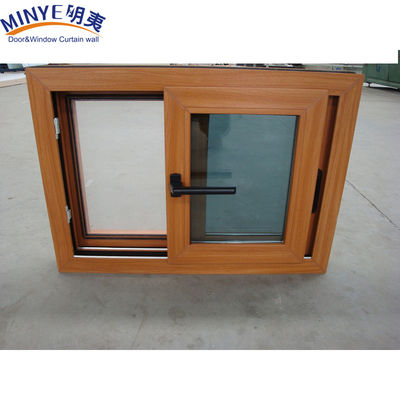 Звукоизоляционный пластиковый каркас UPVC/PVC Сдвижные окна с двойным остеклением деревянного цвета