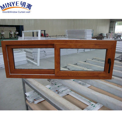 Звукоизоляционный пластиковый каркас UPVC/PVC Сдвижные окна с двойным остеклением деревянного цвета