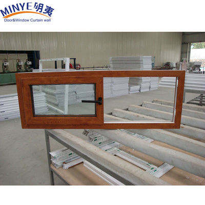 Звукоизоляционный пластиковый каркас UPVC/PVC Сдвижные окна с двойным остеклением деревянного цвета