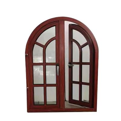 Структура из алюминиевого сплава CE Best Casement Designs Деревянное зерно Полукруглое арочное окно