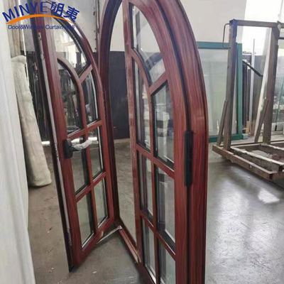 Структура из алюминиевого сплава CE Best Casement Designs Деревянное зерно Полукруглое арочное окно