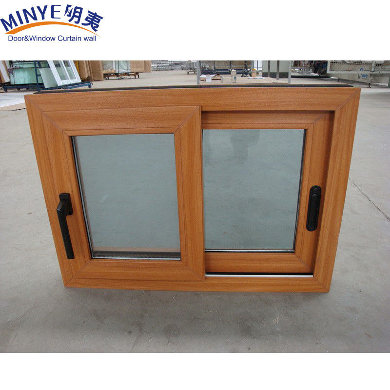 Звукоизоляционный пластиковый каркас UPVC/PVC Сдвижные окна с двойным остеклением деревянного цвета