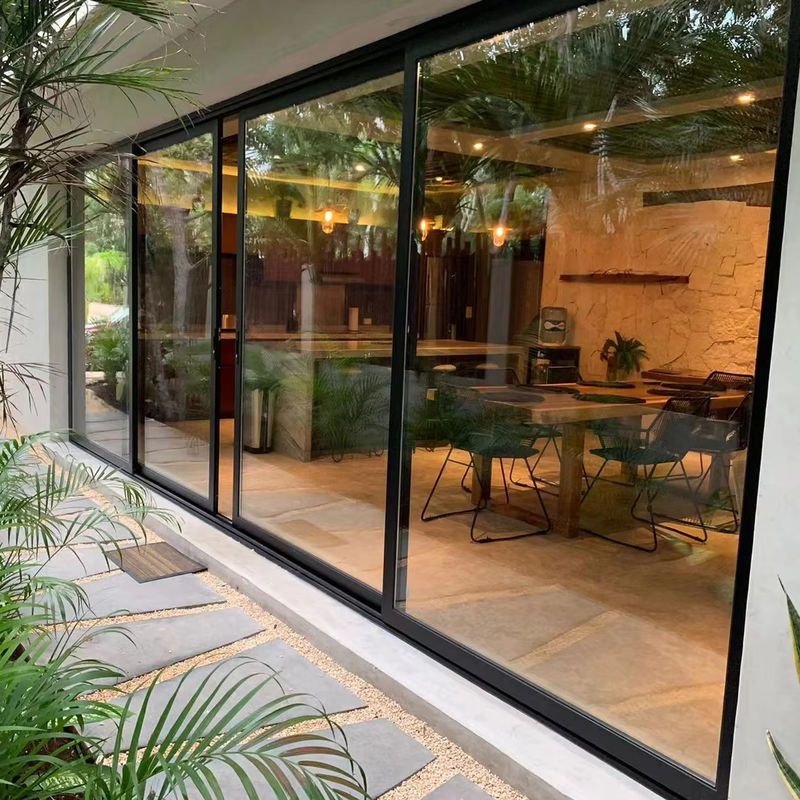 Звукоизоляция Французский стиль UPVC стеклянные раздвижные двери для бесшовного внутреннего и наружного потока