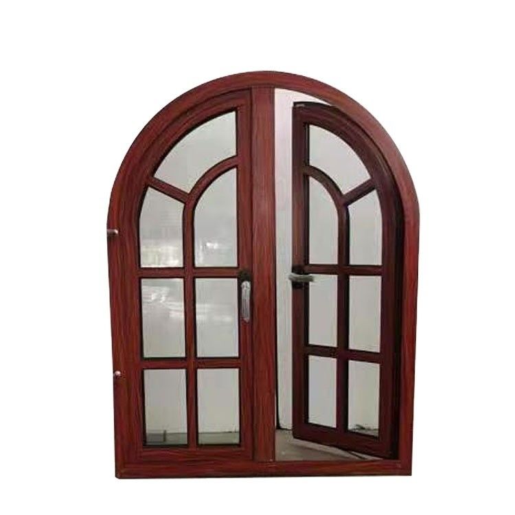 Структура из алюминиевого сплава CE Best Casement Designs Деревянное зерно Полукруглое арочное окно